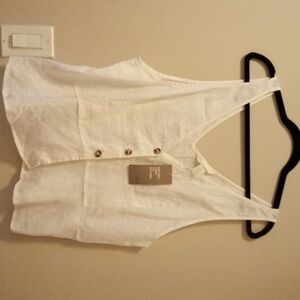 H&M White Button-Front Tank Top
